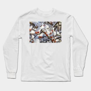 Winter berries covered with snow on a tree Long Sleeve T-Shirt